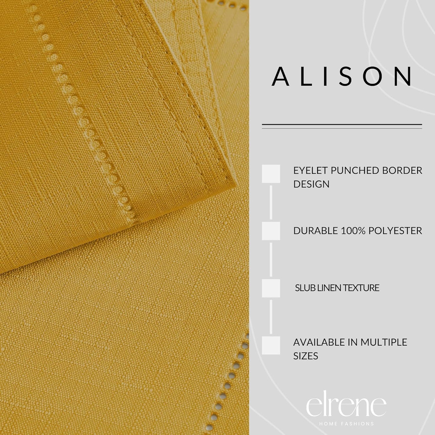 Alison Eyelet Border Design Wrinkle Resistant Fabric Tablecloth, 60"x102" Rectangle, Golden Yellow