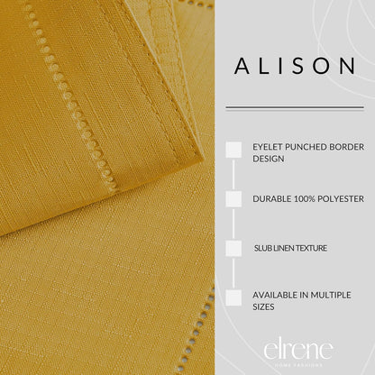 Alison Eyelet Border Design Wrinkle Resistant Fabric Tablecloth, 60"x102" Rectangle, Golden Yellow