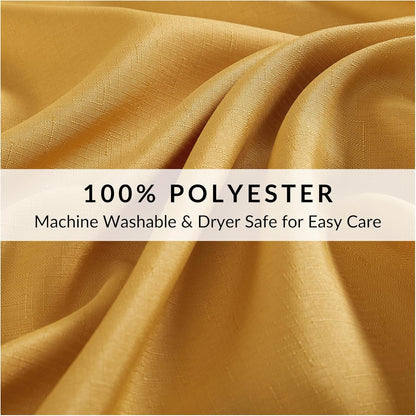 Alison Eyelet Border Design Wrinkle Resistant Fabric Tablecloth, 60"x102" Rectangle, Golden Yellow