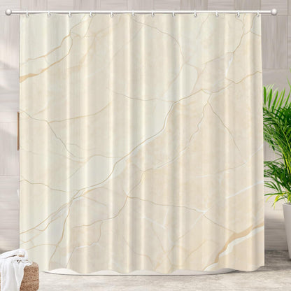 Beige Cream Marble Decorative Shower Curtain, Beige Cream Marble Yellow Shower Curtain for Shower Stall Bathtubs Bathroom Decor Waterproof Funny Standard Size 72x72 Inch