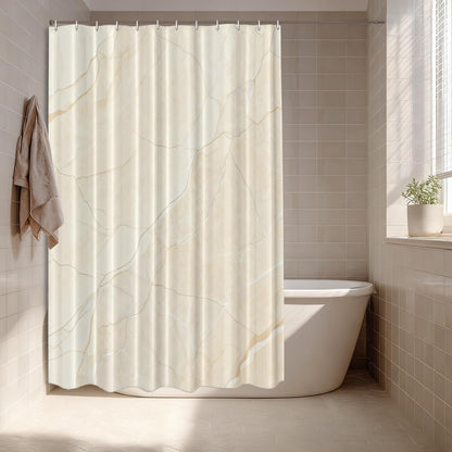 Beige Cream Marble Decorative Shower Curtain, Beige Cream Marble Yellow Shower Curtain for Shower Stall Bathtubs Bathroom Decor Waterproof Funny Standard Size 72x72 Inch