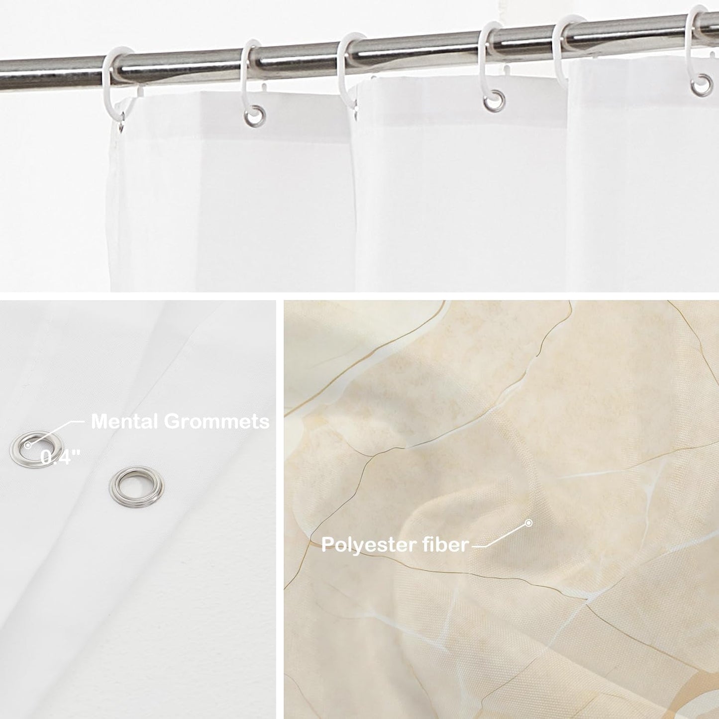 Beige Cream Marble Decorative Shower Curtain, Beige Cream Marble Yellow Shower Curtain for Shower Stall Bathtubs Bathroom Decor Waterproof Funny Standard Size 72x72 Inch