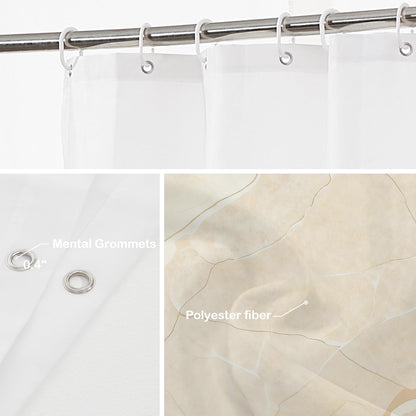 Beige Cream Marble Decorative Shower Curtain, Beige Cream Marble Yellow Shower Curtain for Shower Stall Bathtubs Bathroom Decor Waterproof Funny Standard Size 72x72 Inch
