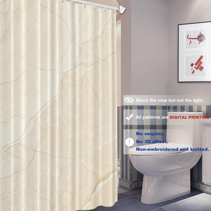 Beige Cream Marble Decorative Shower Curtain, Beige Cream Marble Yellow Shower Curtain for Shower Stall Bathtubs Bathroom Decor Waterproof Funny Standard Size 72x72 Inch