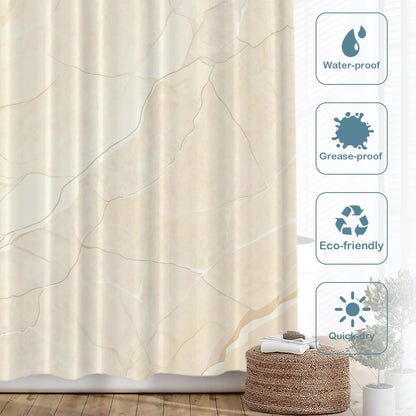 Beige Cream Marble Decorative Shower Curtain, Beige Cream Marble Yellow Shower Curtain for Shower Stall Bathtubs Bathroom Decor Waterproof Funny Standard Size 72x72 Inch