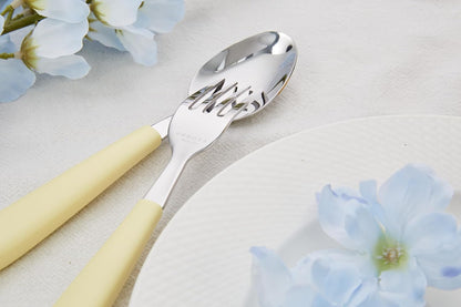 ANNOVA Silverware Set Stainless Steel Colorful Handle Tableware Kitchen Flatware Set Utensils, Includes Dinner Knives, Forks, Spoons, Salad Forks & Dessert Spoons (Yellow, 20 Pieces)