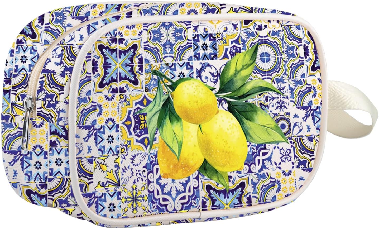 Italian Islands Gift Positano Delicious Italian Lemons Fresh Cosmetic Bag Southern Italy Travel Makeup Zipper Pouch (lemon mb)
