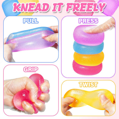 Squishy Fidget Toys, Stress Relief Squeeze Sensory Balls, Stress Relief Toys for Kids and Adults, Sugar Balls for Classroom Prize Favors, Anxiety Relief Party Favors Gifts for Girls & Boys (Yellow)