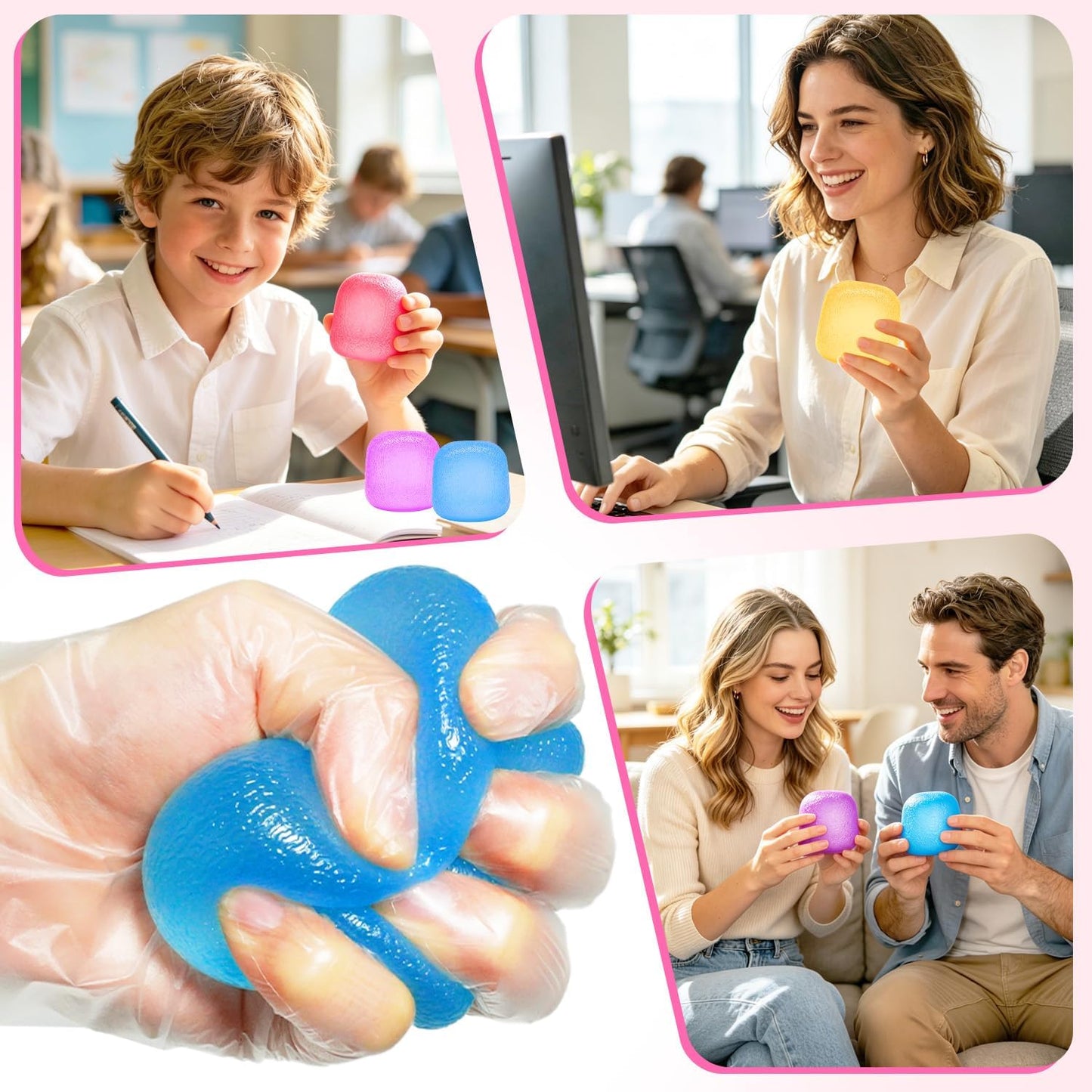 Squishy Fidget Toys, Stress Relief Squeeze Sensory Balls, Stress Relief Toys for Kids and Adults, Sugar Balls for Classroom Prize Favors, Anxiety Relief Party Favors Gifts for Girls & Boys (Yellow)