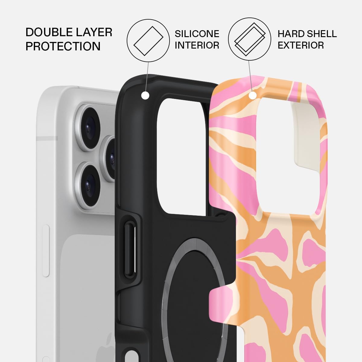 Unisex Phone Case for iPhone 15 Pro – Dual-Layer Hybrid Design with Shock-Absorbing TPU & Durable Exterior, Scratch-Resistant Finish and Raised Bezel Edge for Screen Protection & Daily Use