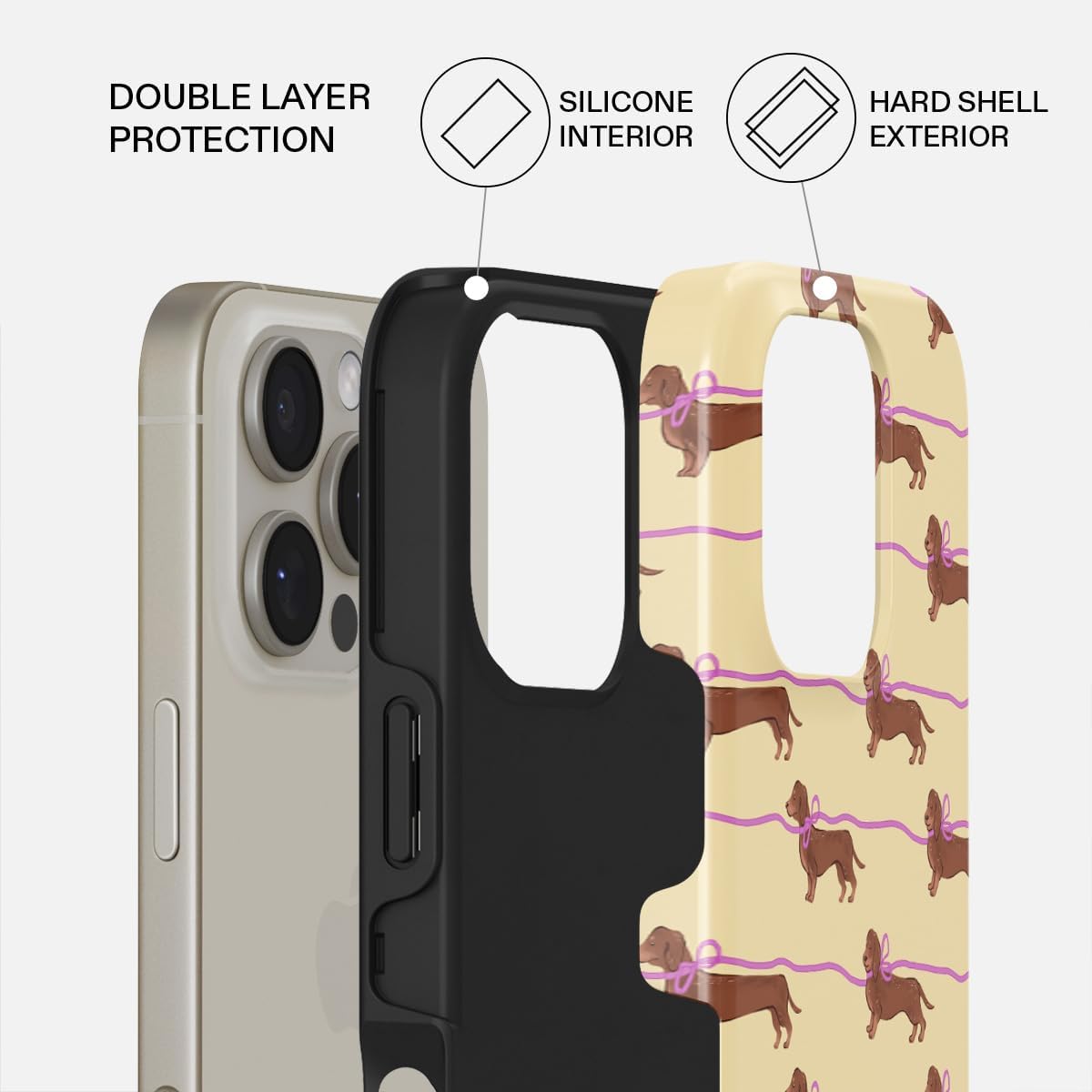 Unisex Phone Case for iPhone 15 Pro – Dual-Layer Hybrid Design with Shock-Absorbing TPU & Durable Exterior, Scratch-Resistant Finish and Raised Bezel Edge for Screen Protection & Daily Use