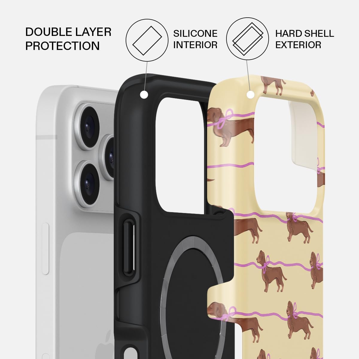 Unisex Phone Case for iPhone 15 Pro – Dual-Layer Hybrid Design with Shock-Absorbing TPU & Durable Exterior, Scratch-Resistant Finish and Raised Bezel Edge for Screen Protection & Daily Use