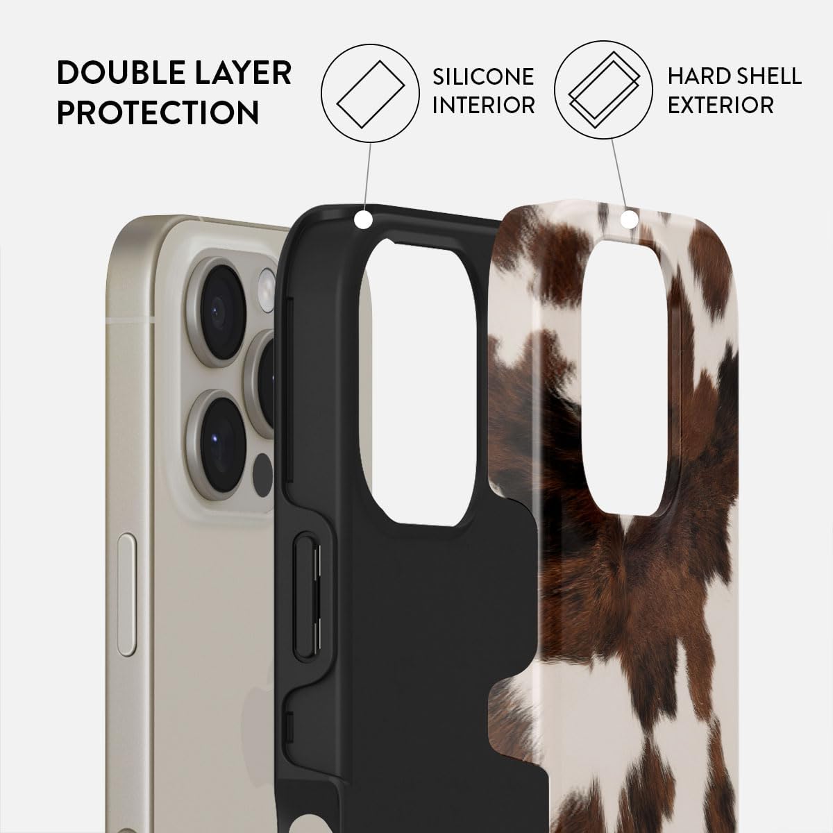 Unisex Phone Case for iPhone 15 Pro – Dual-Layer Hybrid Design with Shock-Absorbing TPU & Durable Exterior, Scratch-Resistant Finish and Raised Bezel Edge for Screen Protection & Daily Use