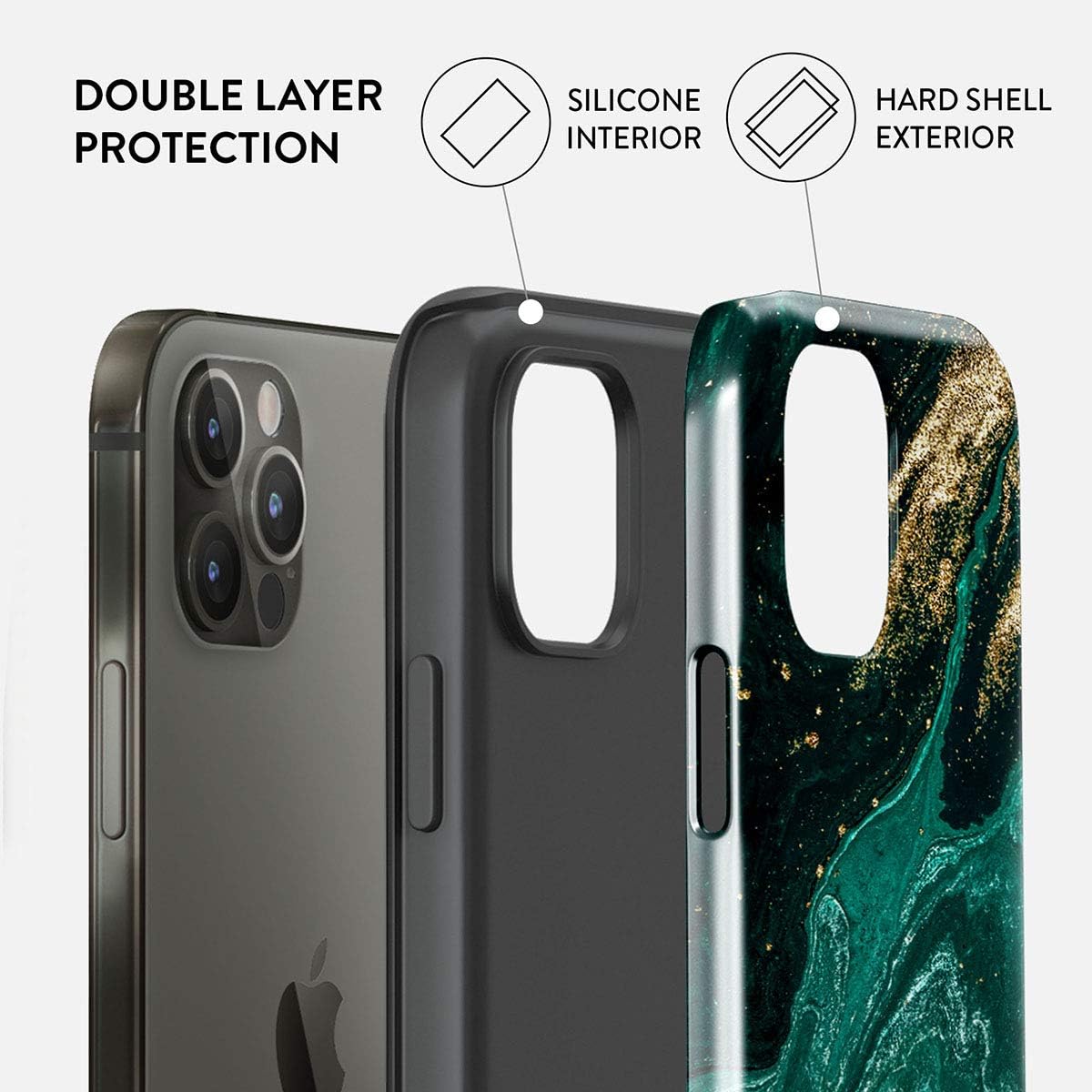 Unisex Phone Case for iPhone 15 Pro – Dual-Layer Hybrid Design with Shock-Absorbing TPU & Durable Exterior, Scratch-Resistant Finish and Raised Bezel Edge for Screen Protection & Daily Use