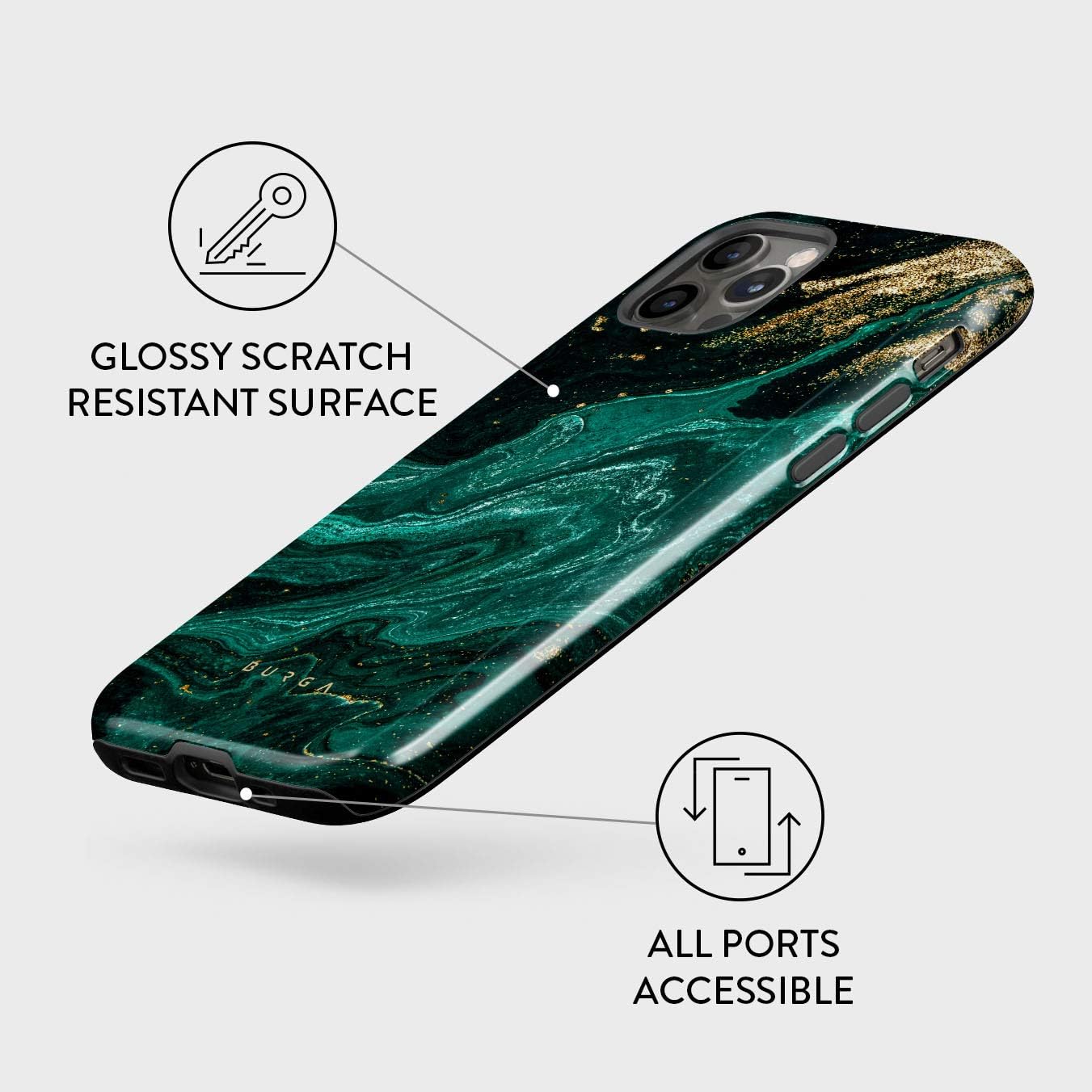 Unisex Phone Case for iPhone 15 Pro – Dual-Layer Hybrid Design with Shock-Absorbing TPU & Durable Exterior, Scratch-Resistant Finish and Raised Bezel Edge for Screen Protection & Daily Use