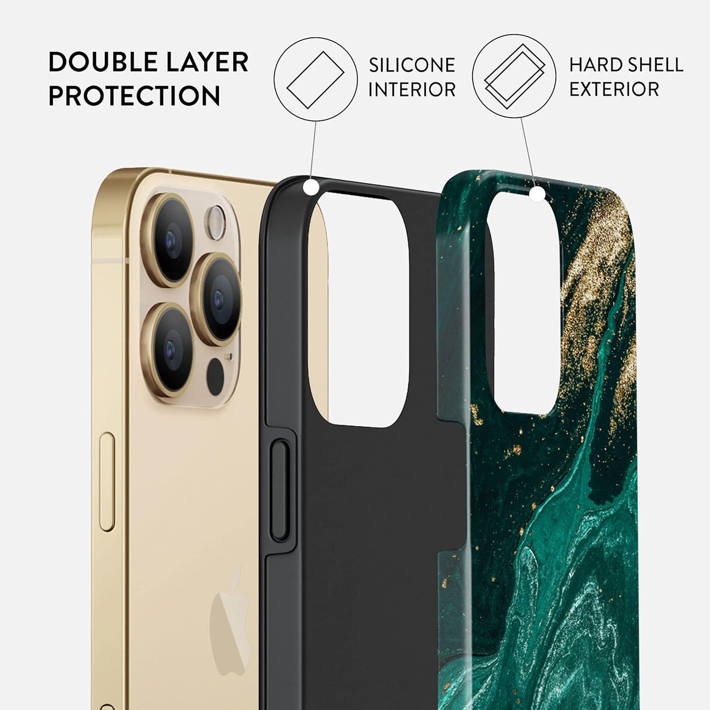 Unisex Phone Case for iPhone 15 Pro – Dual-Layer Hybrid Design with Shock-Absorbing TPU & Durable Exterior, Scratch-Resistant Finish and Raised Bezel Edge for Screen Protection & Daily Use