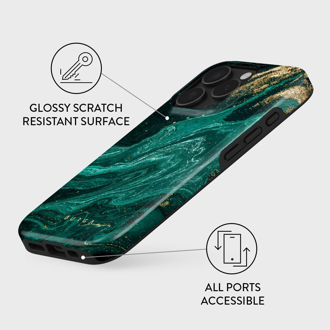 Unisex Phone Case for iPhone 15 Pro – Dual-Layer Hybrid Design with Shock-Absorbing TPU & Durable Exterior, Scratch-Resistant Finish and Raised Bezel Edge for Screen Protection & Daily Use