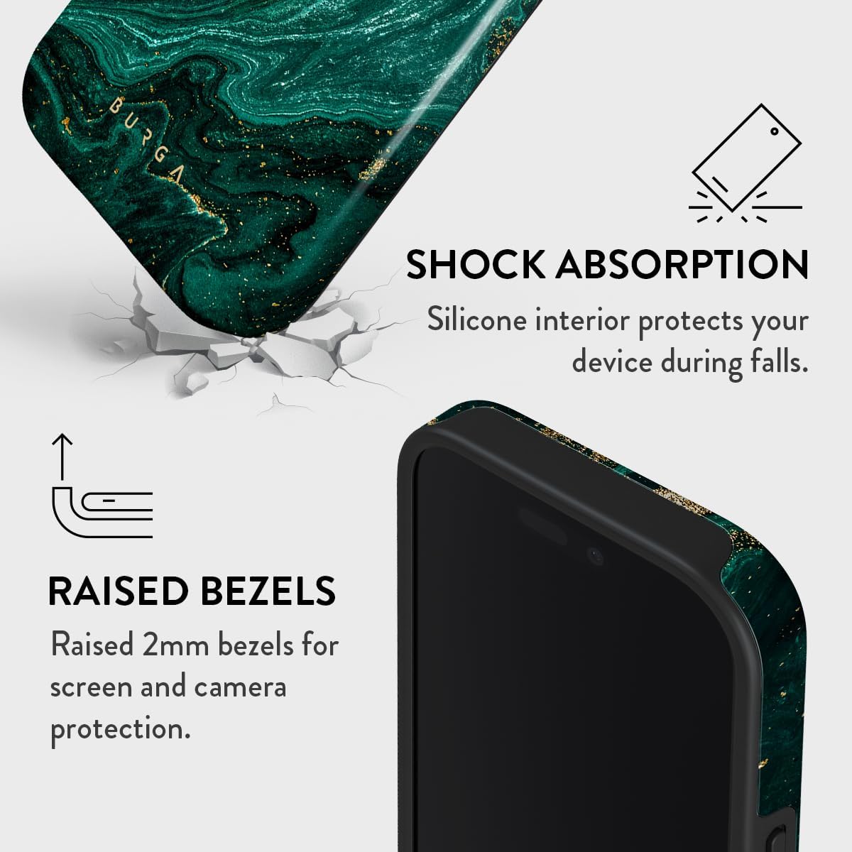 Unisex Phone Case for iPhone 15 Pro – Dual-Layer Hybrid Design with Shock-Absorbing TPU & Durable Exterior, Scratch-Resistant Finish and Raised Bezel Edge for Screen Protection & Daily Use