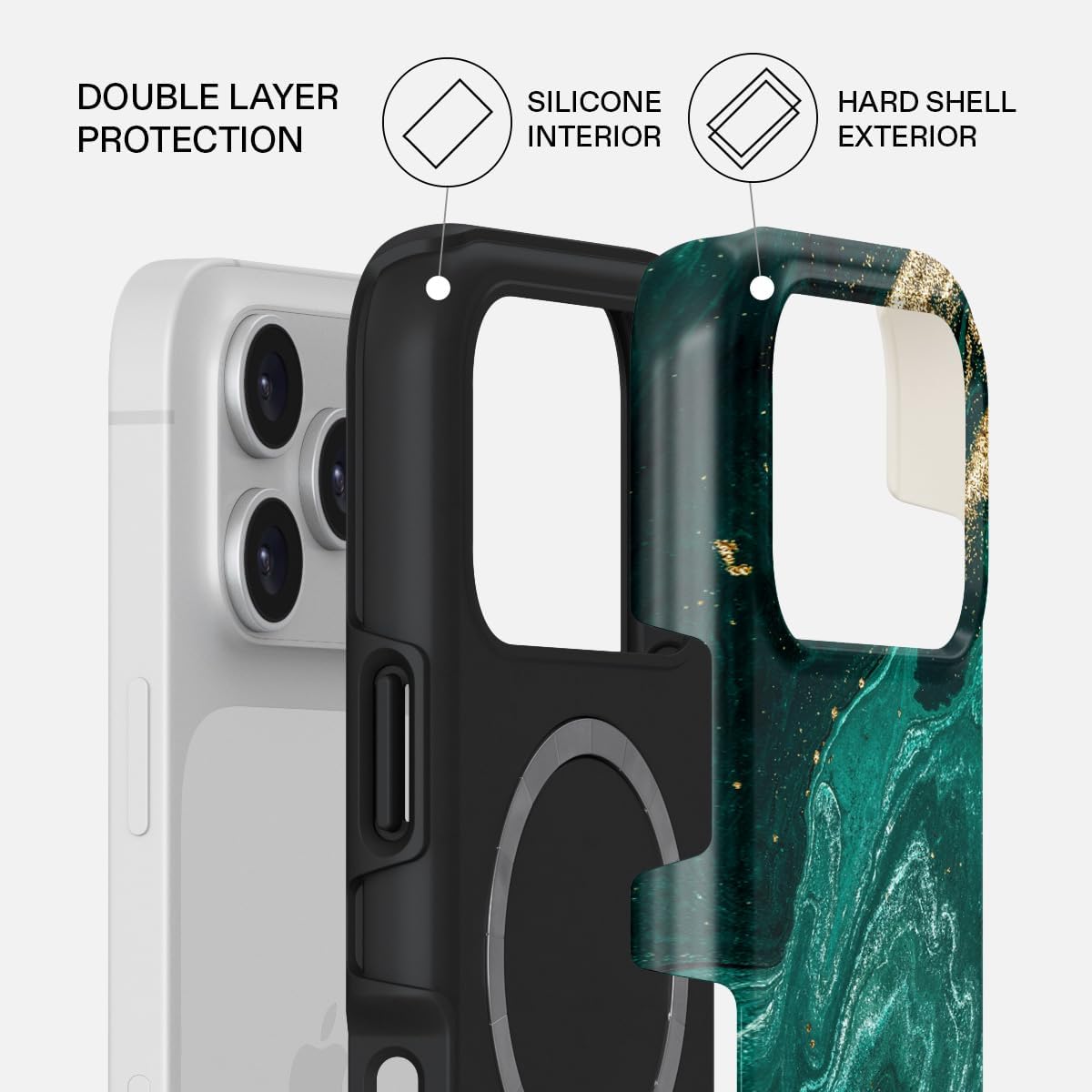 Unisex Phone Case for iPhone 15 Pro – Dual-Layer Hybrid Design with Shock-Absorbing TPU & Durable Exterior, Scratch-Resistant Finish and Raised Bezel Edge for Screen Protection & Daily Use
