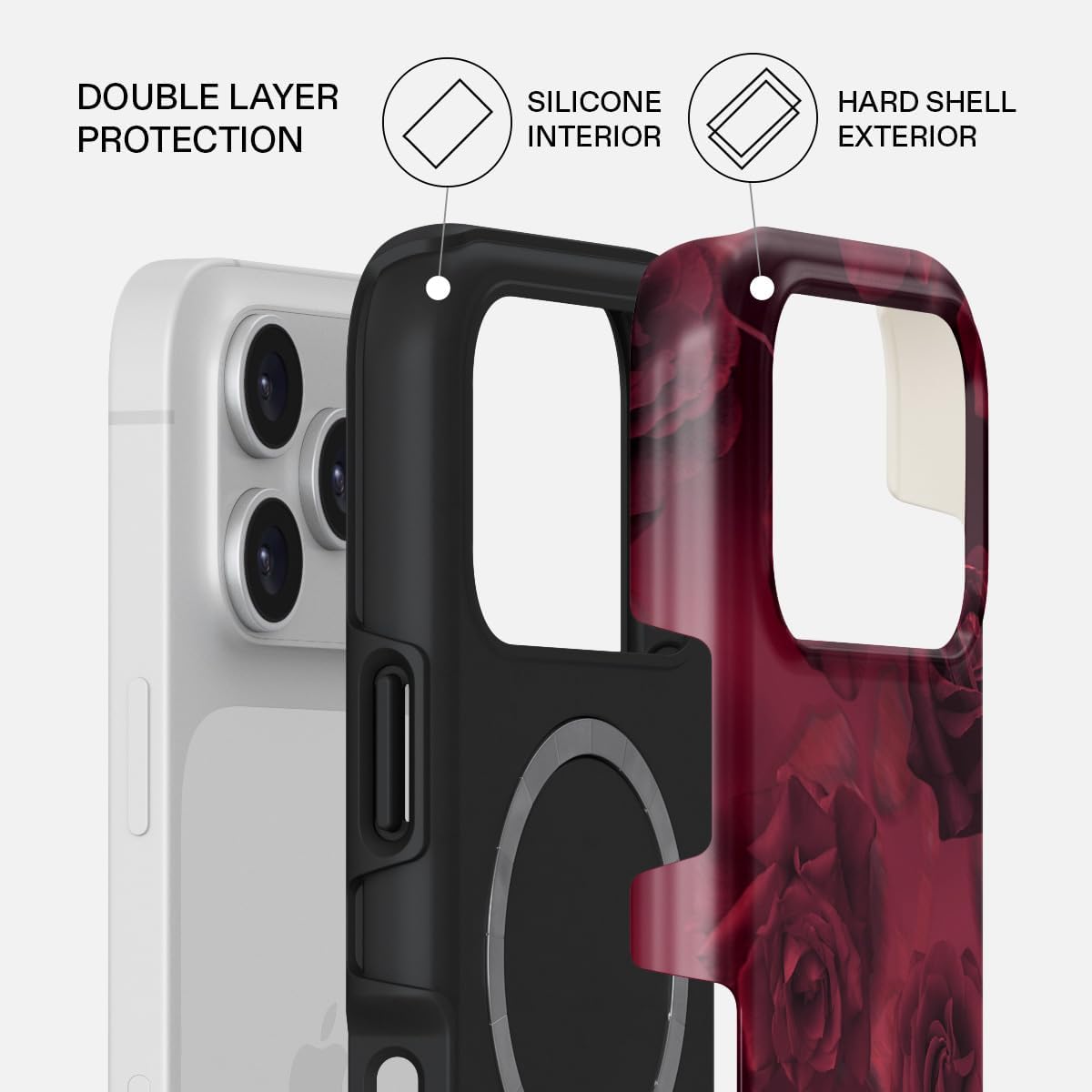Unisex Phone Case for iPhone 15 Pro – Dual-Layer Hybrid Design with Shock-Absorbing TPU & Durable Exterior, Scratch-Resistant Finish and Raised Bezel Edge for Screen Protection & Daily Use
