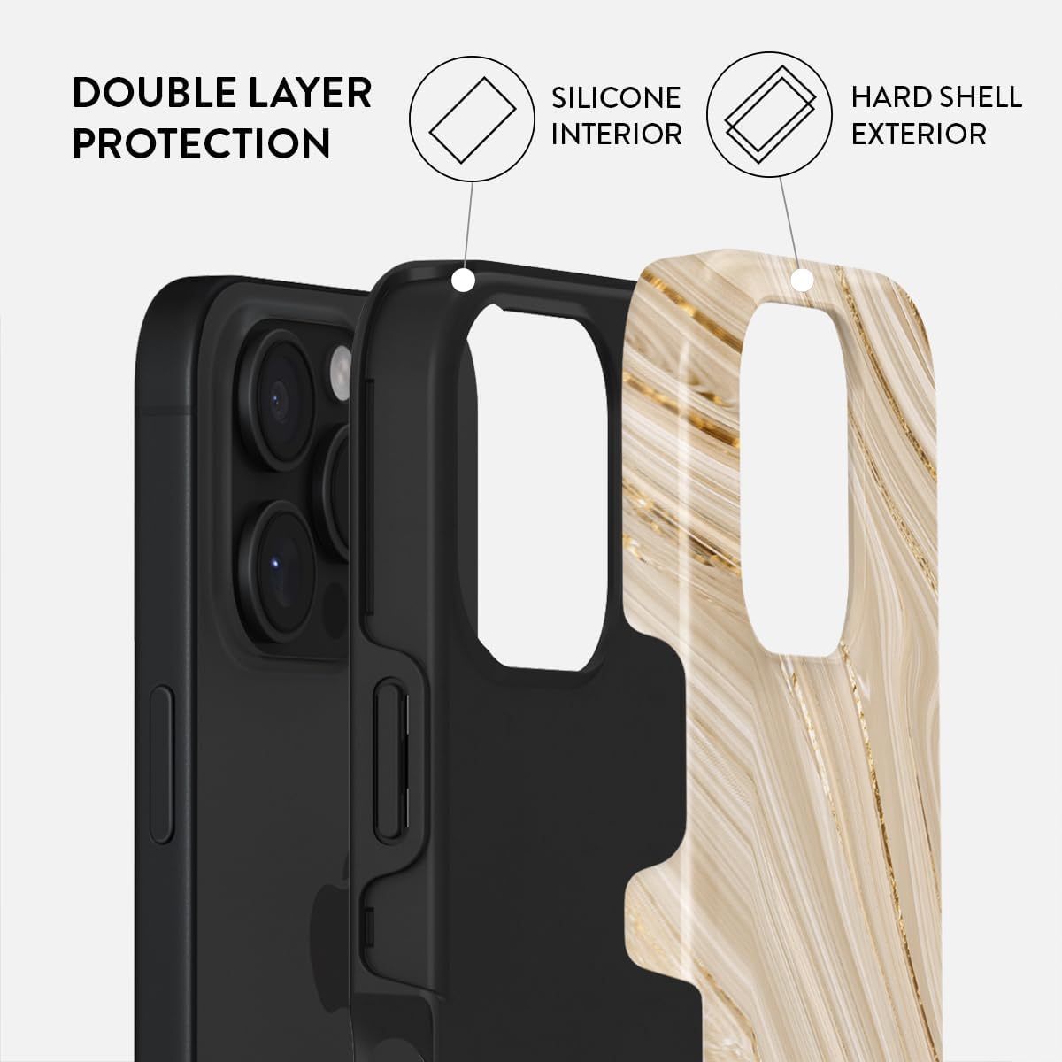 Unisex Phone Case for iPhone 15 Pro – Dual-Layer Hybrid Design with Shock-Absorbing TPU & Durable Exterior, Scratch-Resistant Finish and Raised Bezel Edge for Screen Protection & Daily Use