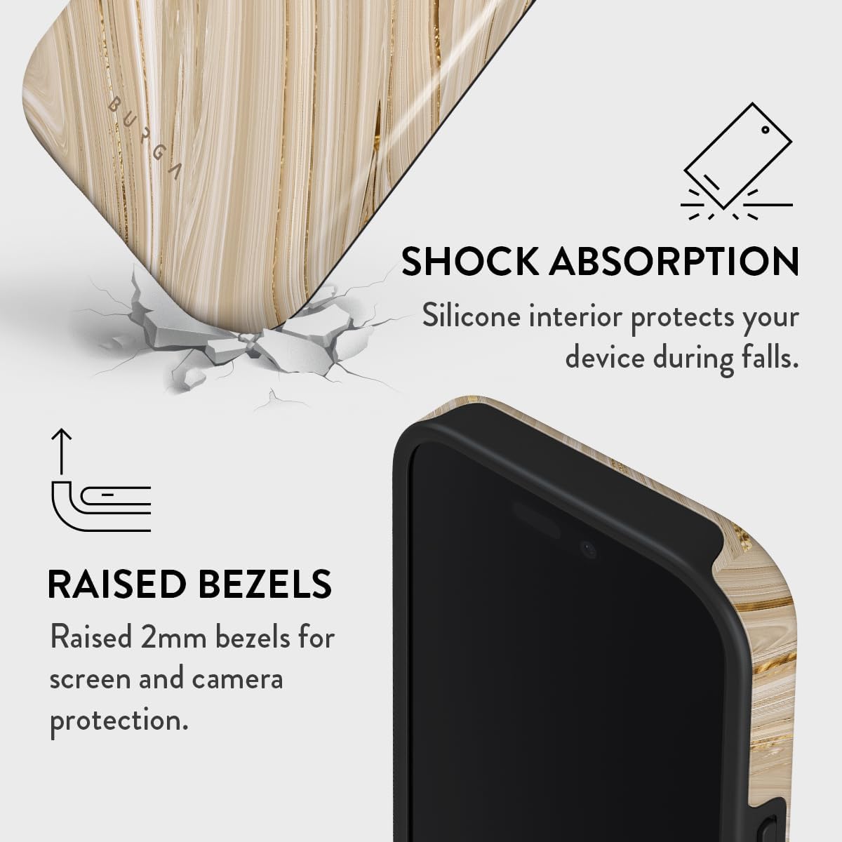 Unisex Phone Case for iPhone 15 Pro – Dual-Layer Hybrid Design with Shock-Absorbing TPU & Durable Exterior, Scratch-Resistant Finish and Raised Bezel Edge for Screen Protection & Daily Use