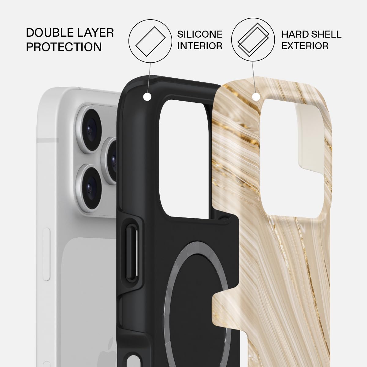 Unisex Phone Case for iPhone 15 Pro – Dual-Layer Hybrid Design with Shock-Absorbing TPU & Durable Exterior, Scratch-Resistant Finish and Raised Bezel Edge for Screen Protection & Daily Use