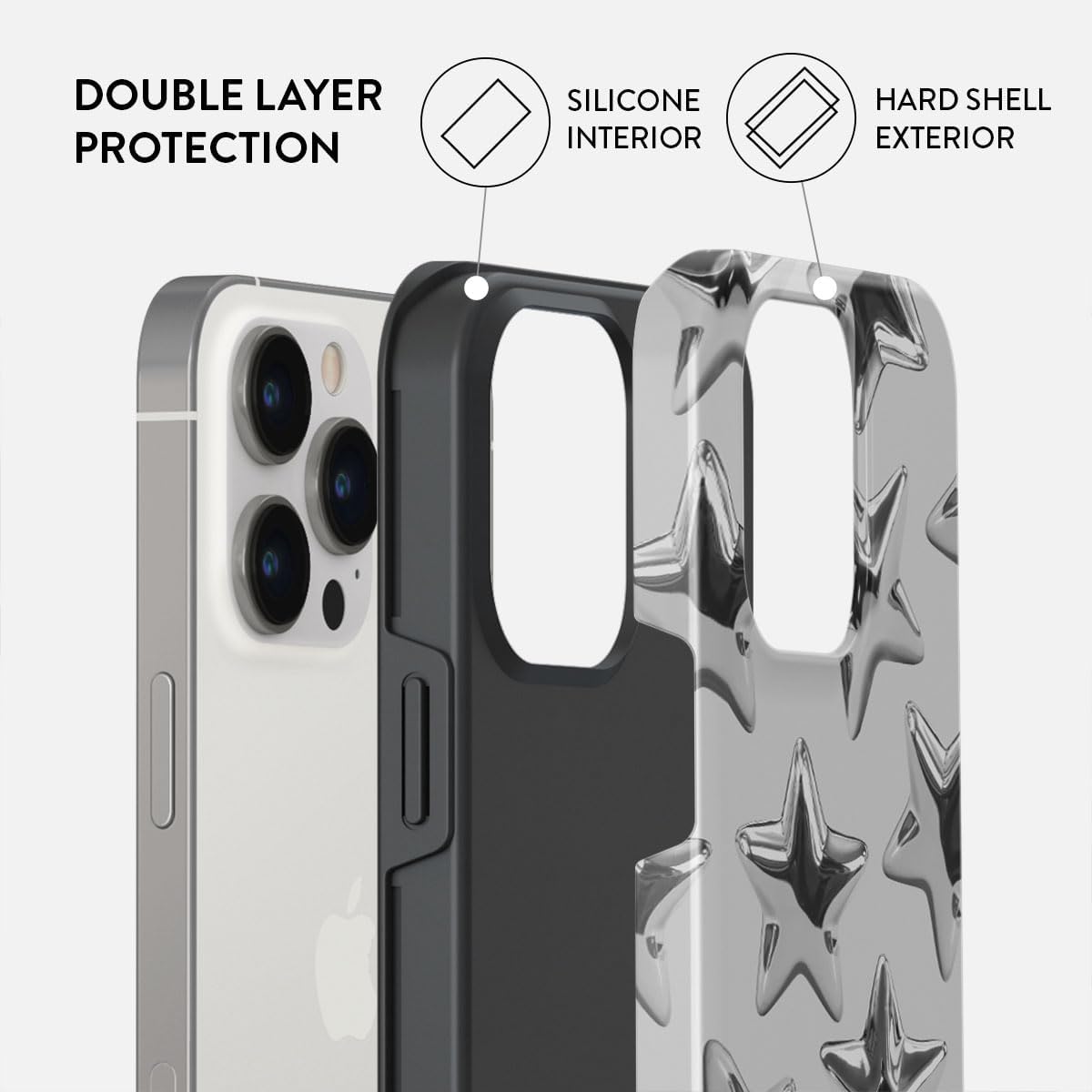 Unisex Phone Case for iPhone 15 Pro – Dual-Layer Hybrid Design with Shock-Absorbing TPU & Durable Exterior, Scratch-Resistant Finish and Raised Bezel Edge for Screen Protection & Daily Use