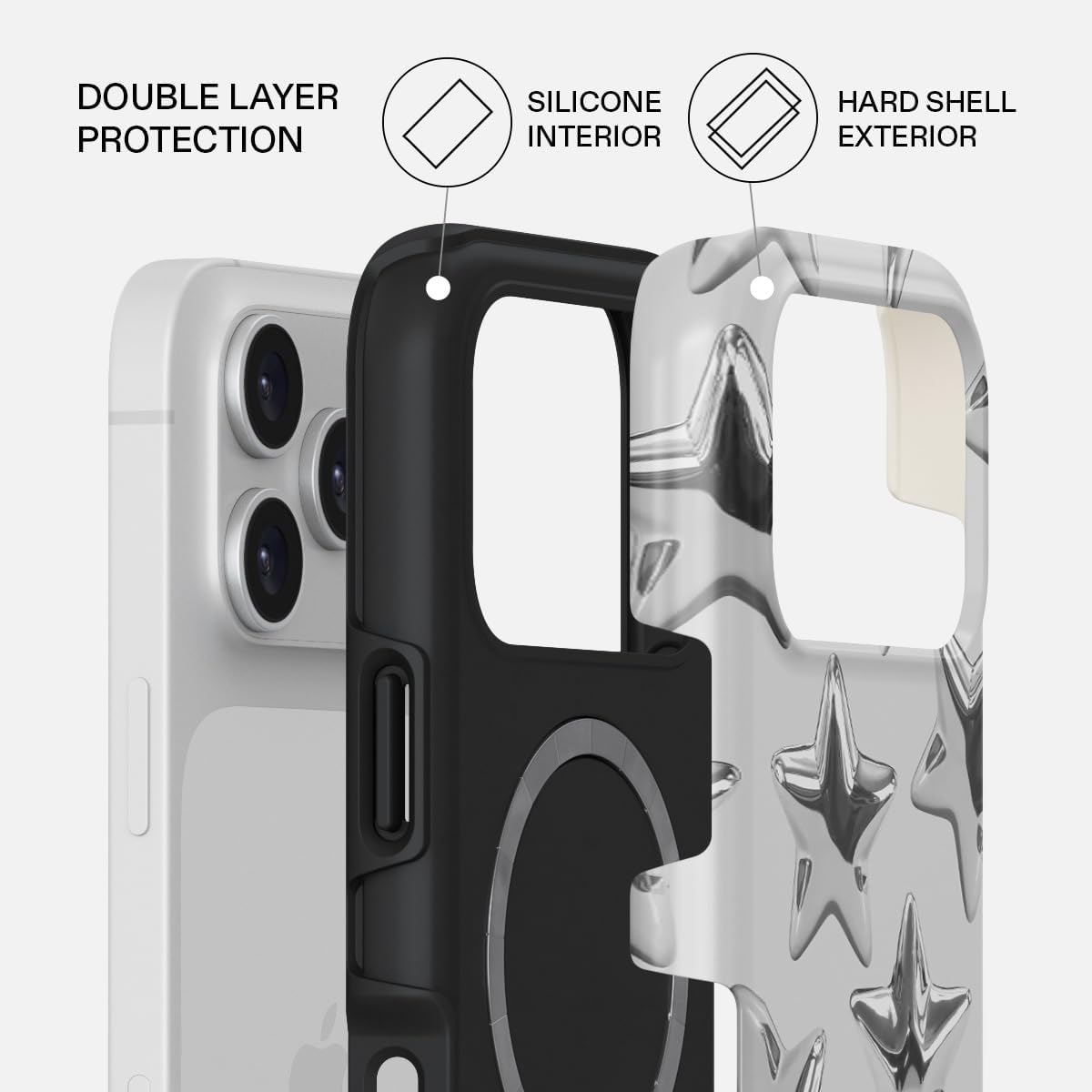 Unisex Phone Case for iPhone 15 Pro – Dual-Layer Hybrid Design with Shock-Absorbing TPU & Durable Exterior, Scratch-Resistant Finish and Raised Bezel Edge for Screen Protection & Daily Use