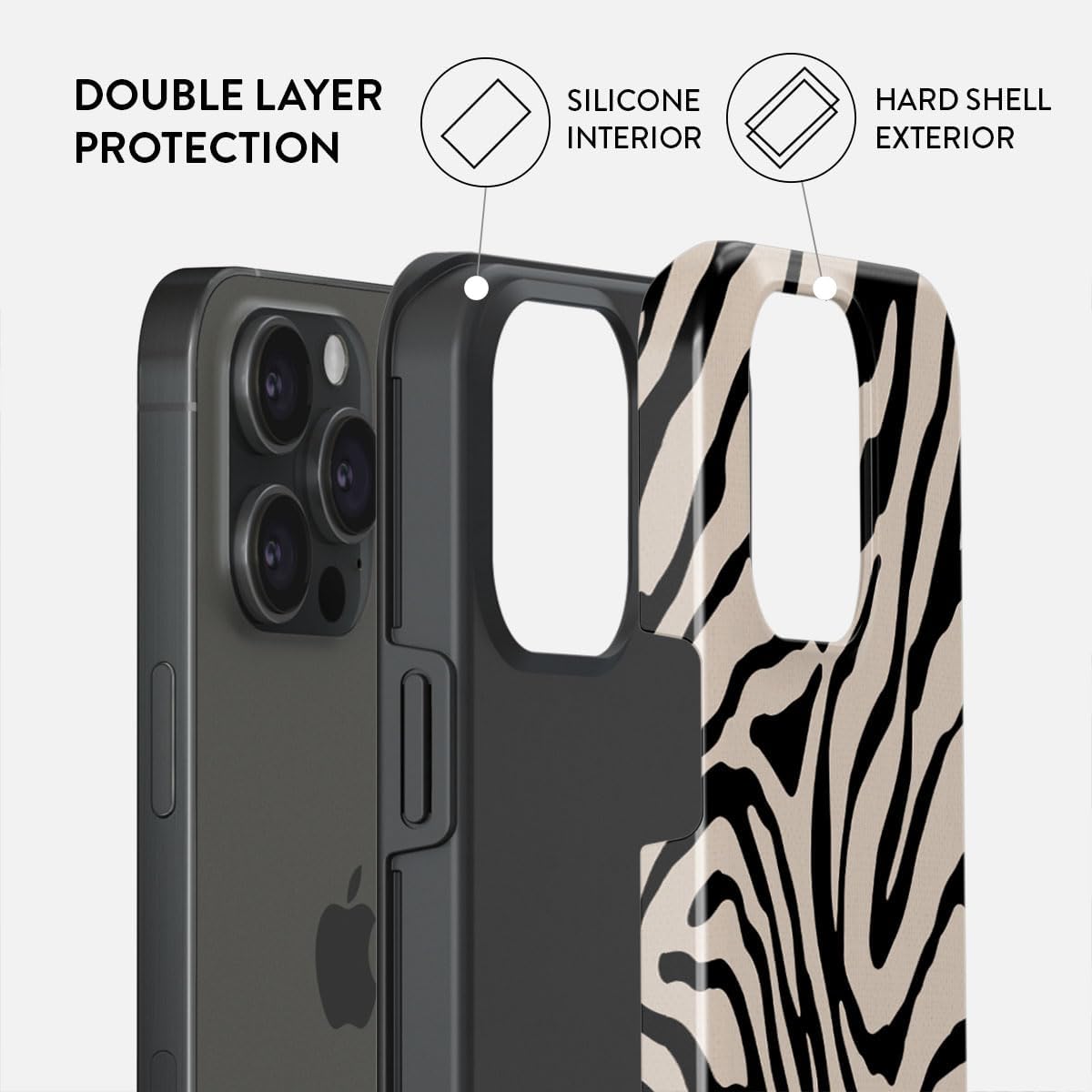 Unisex Phone Case for iPhone 15 Pro – Dual-Layer Hybrid Design with Shock-Absorbing TPU & Durable Exterior, Scratch-Resistant Finish and Raised Bezel Edge for Screen Protection & Daily Use