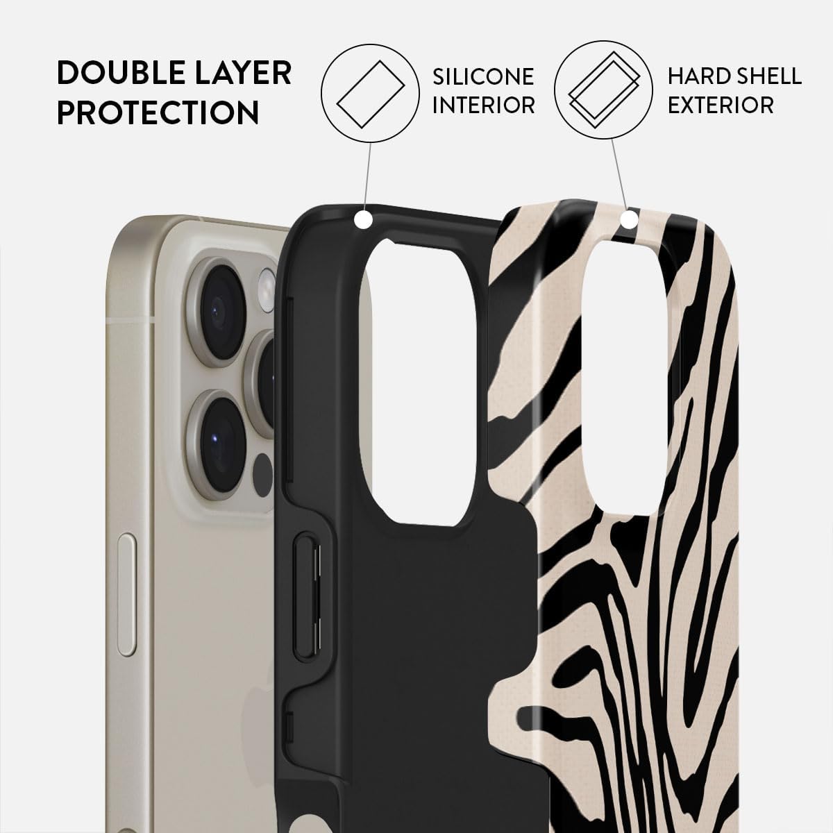 Unisex Phone Case for iPhone 15 Pro – Dual-Layer Hybrid Design with Shock-Absorbing TPU & Durable Exterior, Scratch-Resistant Finish and Raised Bezel Edge for Screen Protection & Daily Use