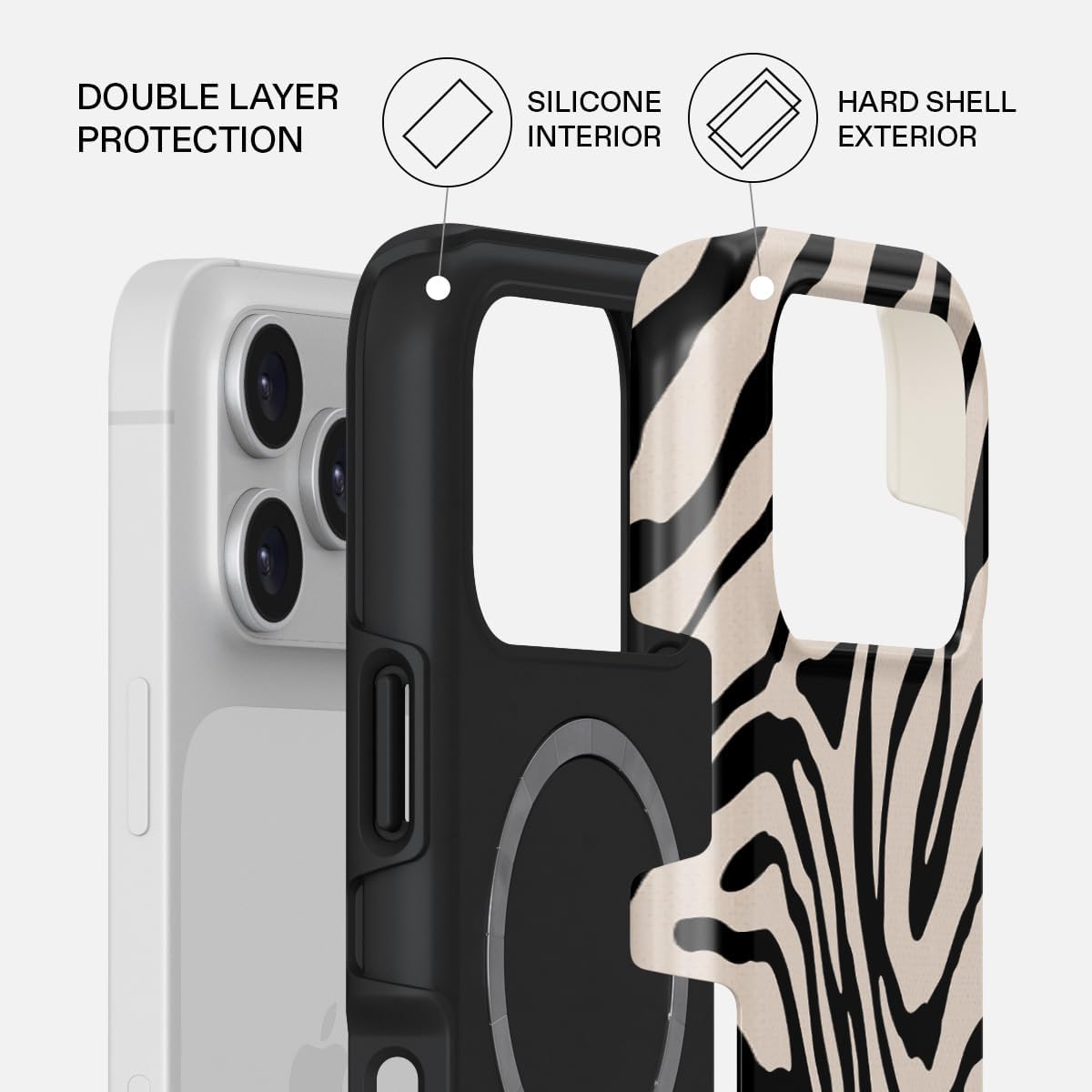 Unisex Phone Case for iPhone 15 Pro – Dual-Layer Hybrid Design with Shock-Absorbing TPU & Durable Exterior, Scratch-Resistant Finish and Raised Bezel Edge for Screen Protection & Daily Use