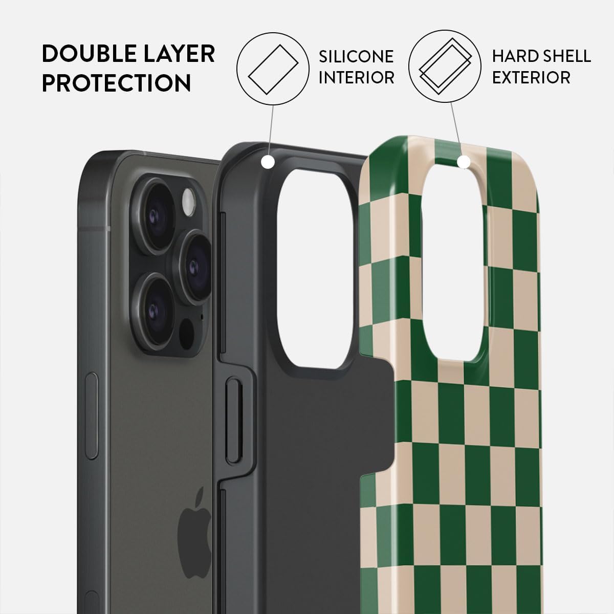 Unisex Phone Case for iPhone 15 Pro – Dual-Layer Hybrid Design with Shock-Absorbing TPU & Durable Exterior, Scratch-Resistant Finish and Raised Bezel Edge for Screen Protection & Daily Use