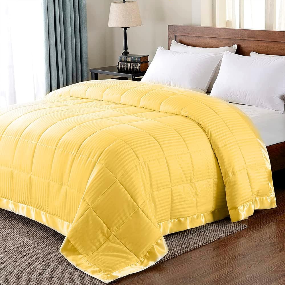 Canary Yellow Satin Blanket Binding Tape 2" x 4 3/4 Yards – Single Fold Satin Quilt Binding for Blanket Edges, Glossy Polyester Trim for Sewing, Quilting, Baby Blankets, Crafts, and Fabric Projects