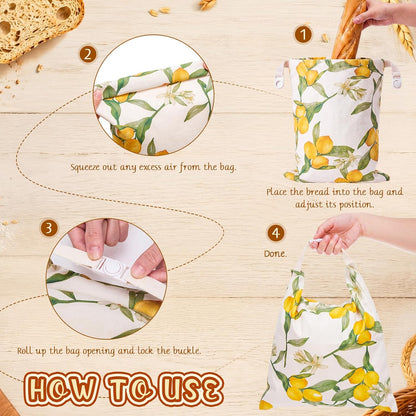 2 Pack Beeswax Bread Bags 17 x 13 in Reusable Beeswax and Cotton Bread Bags for Sourdough and Homemade Breads Storage to Keep Fresh Moisture(Yellow,Lemon)