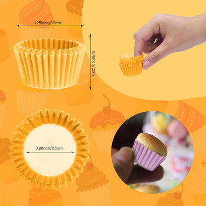 1 Inch Super Mini Baking Cups Muffin Paper Liners 1000 Pieces Cupcake Wrappers for Birthday/Wedding Parties Holiday, Yellow