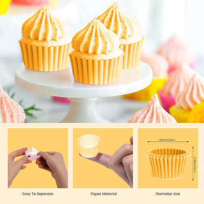 1 Inch Super Mini Baking Cups Muffin Paper Liners 1000 Pieces Cupcake Wrappers for Birthday/Wedding Parties Holiday, Yellow
