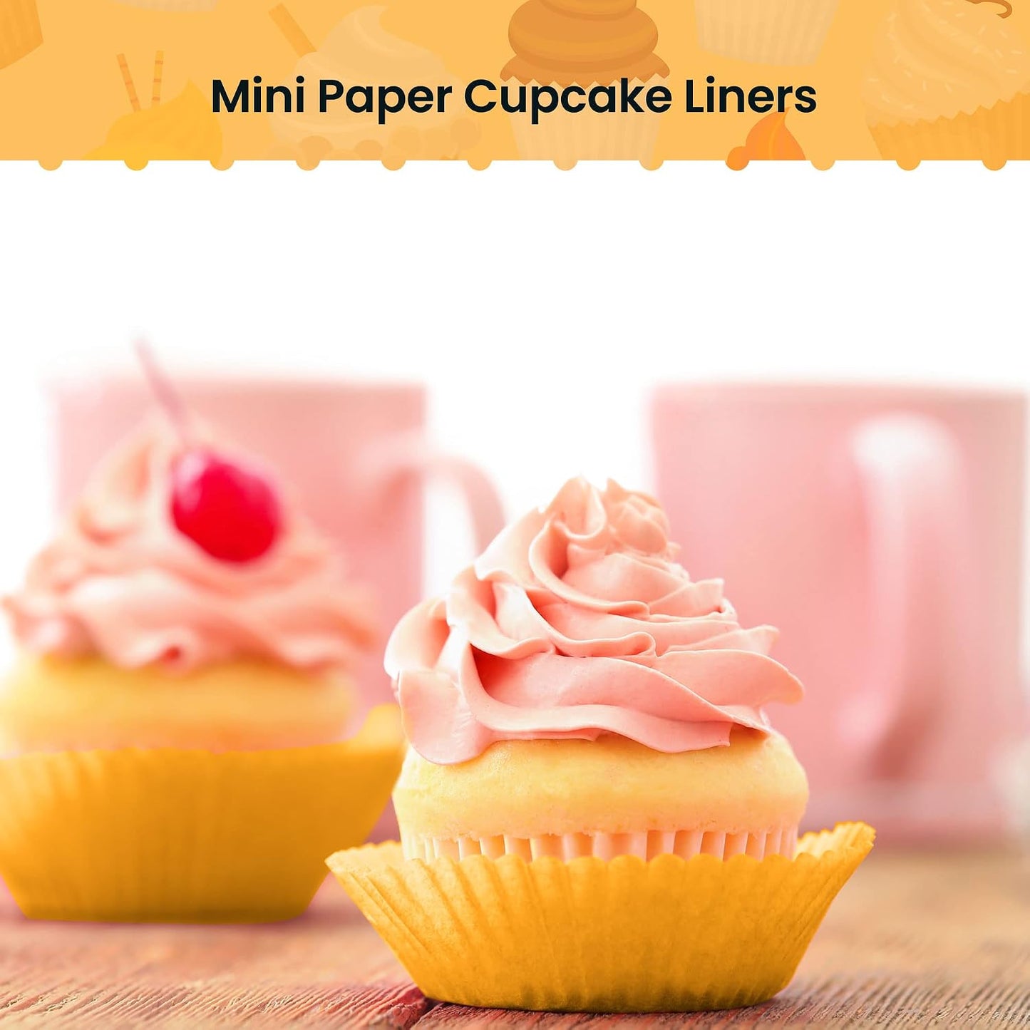1 Inch Super Mini Baking Cups Muffin Paper Liners 1000 Pieces Cupcake Wrappers for Birthday/Wedding Parties Holiday, Yellow