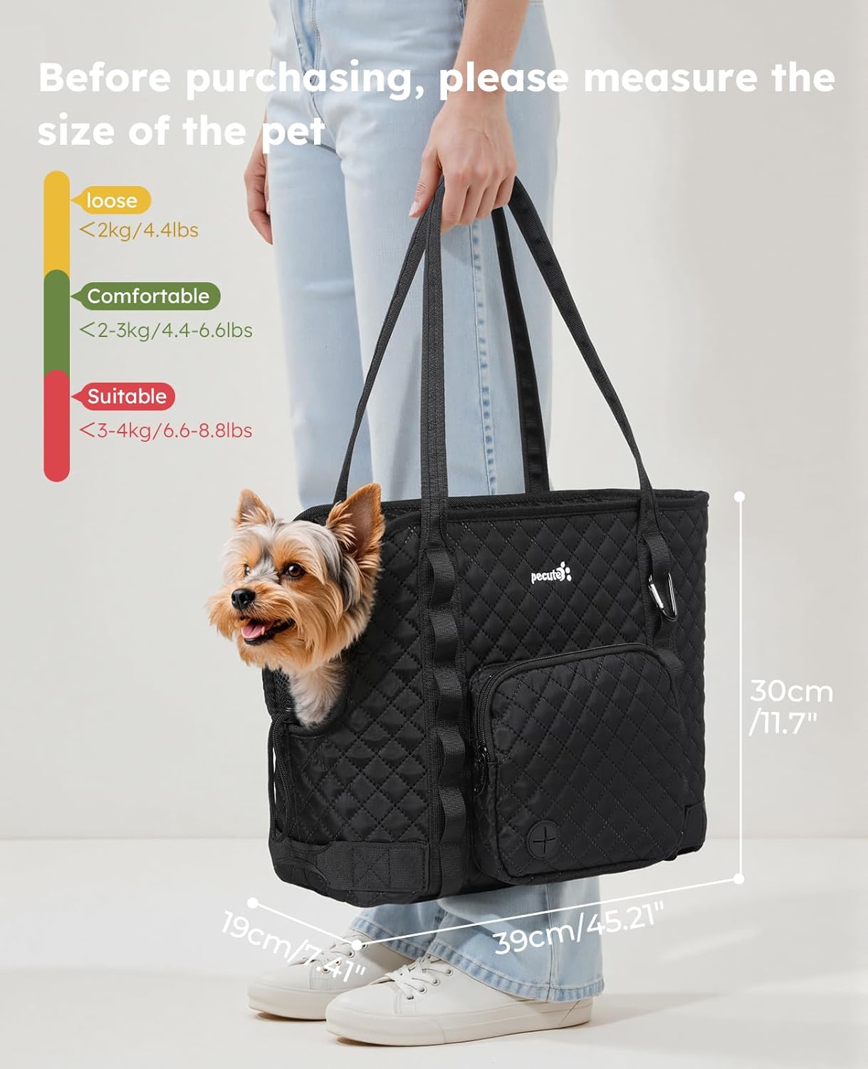Dog Purse Carrier, Dog Carrier with Pockets for Small Dogs,XL,Khaki | Breathable,Foldable,Large Pocket,Built-in safety Rope,Machine washable,Under 13 Lbs