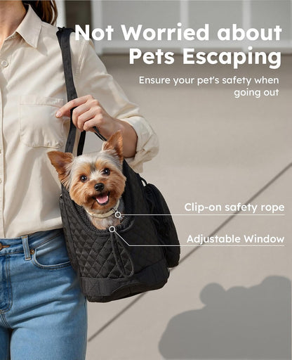 Dog Purse Carrier, Dog Carrier with Pockets for Small Dogs,XL,Khaki | Breathable,Foldable,Large Pocket,Built-in safety Rope,Machine washable,Under 13 Lbs