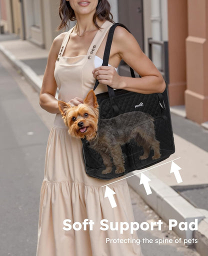 Dog Purse Carrier, Dog Carrier with Pockets for Small Dogs,XL,Khaki | Breathable,Foldable,Large Pocket,Built-in safety Rope,Machine washable,Under 13 Lbs