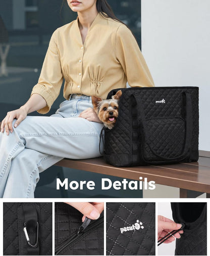 Dog Purse Carrier, Dog Carrier with Pockets for Small Dogs,XL,Khaki | Breathable,Foldable,Large Pocket,Built-in safety Rope,Machine washable,Under 13 Lbs