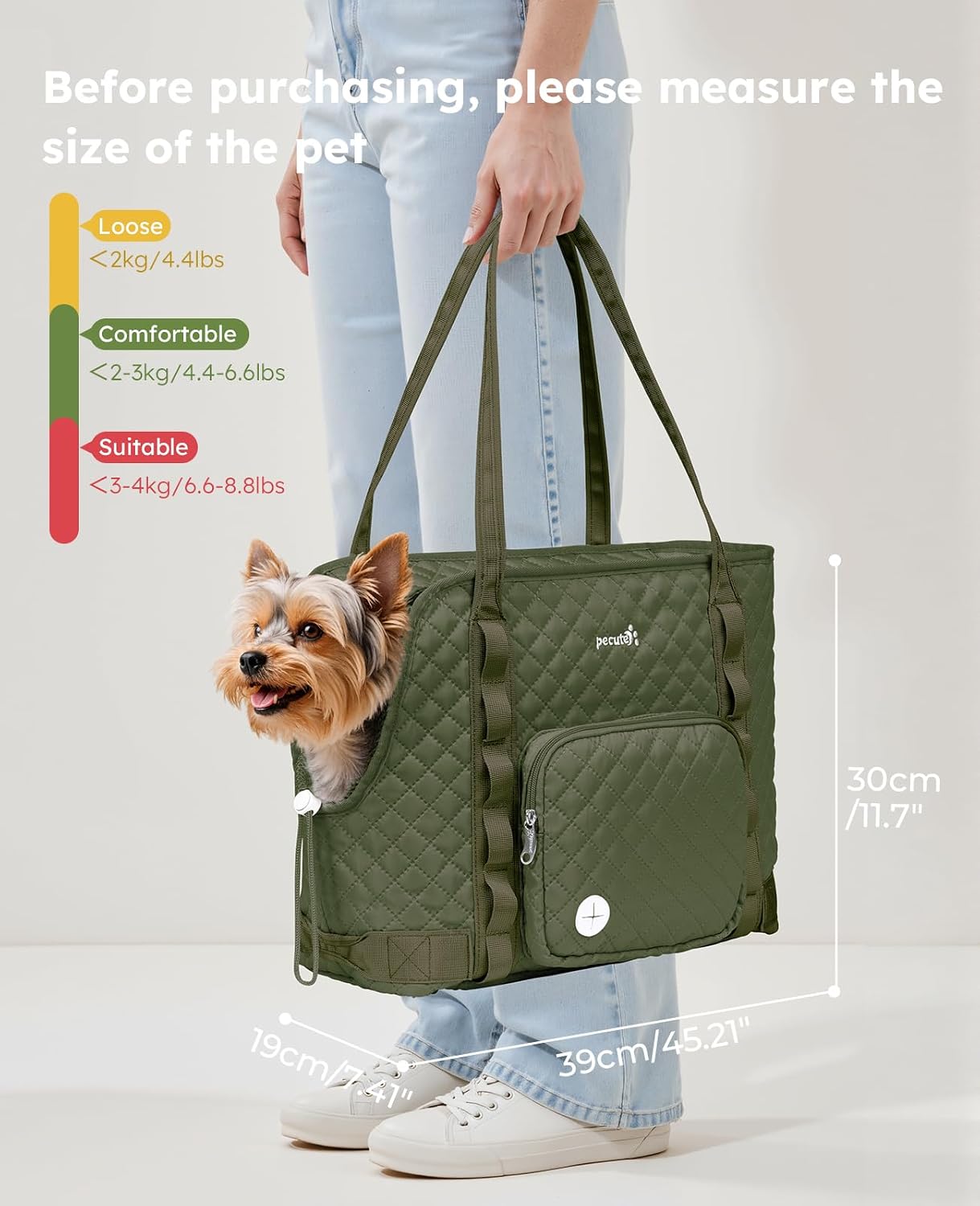 Dog Purse Carrier, Dog Carrier with Pockets for Small Dogs,XL,Khaki | Breathable,Foldable,Large Pocket,Built-in safety Rope,Machine washable,Under 13 Lbs