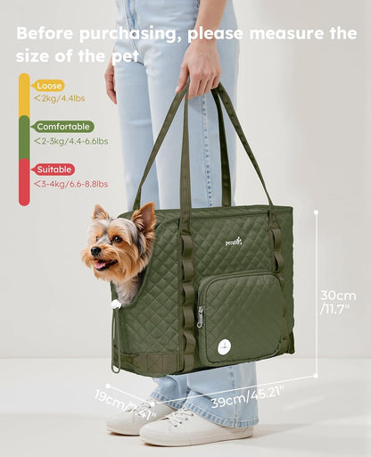 Dog Purse Carrier, Dog Carrier with Pockets for Small Dogs,XL,Khaki | Breathable,Foldable,Large Pocket,Built-in safety Rope,Machine washable,Under 13 Lbs