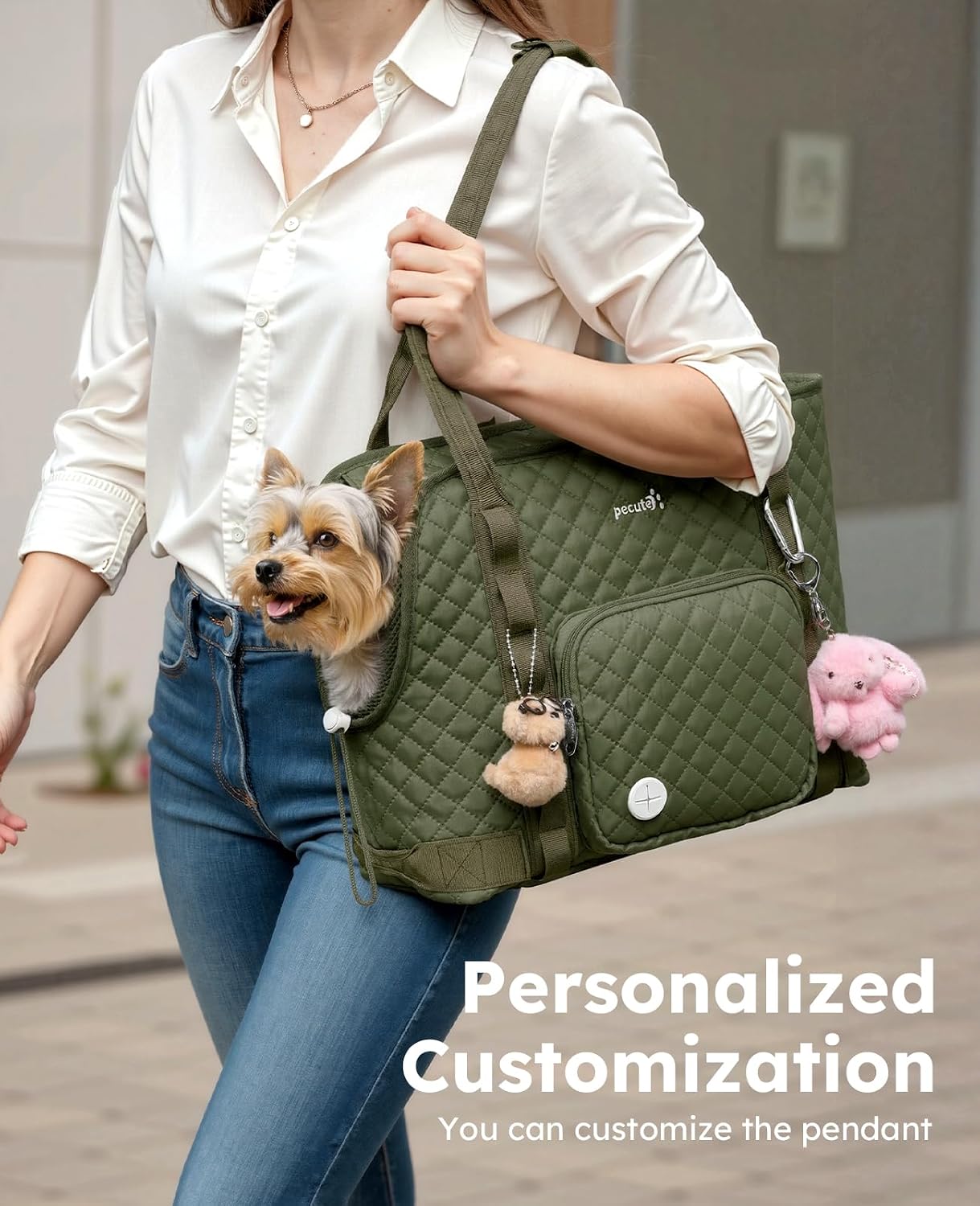 Dog Purse Carrier, Dog Carrier with Pockets for Small Dogs,XL,Khaki | Breathable,Foldable,Large Pocket,Built-in safety Rope,Machine washable,Under 13 Lbs