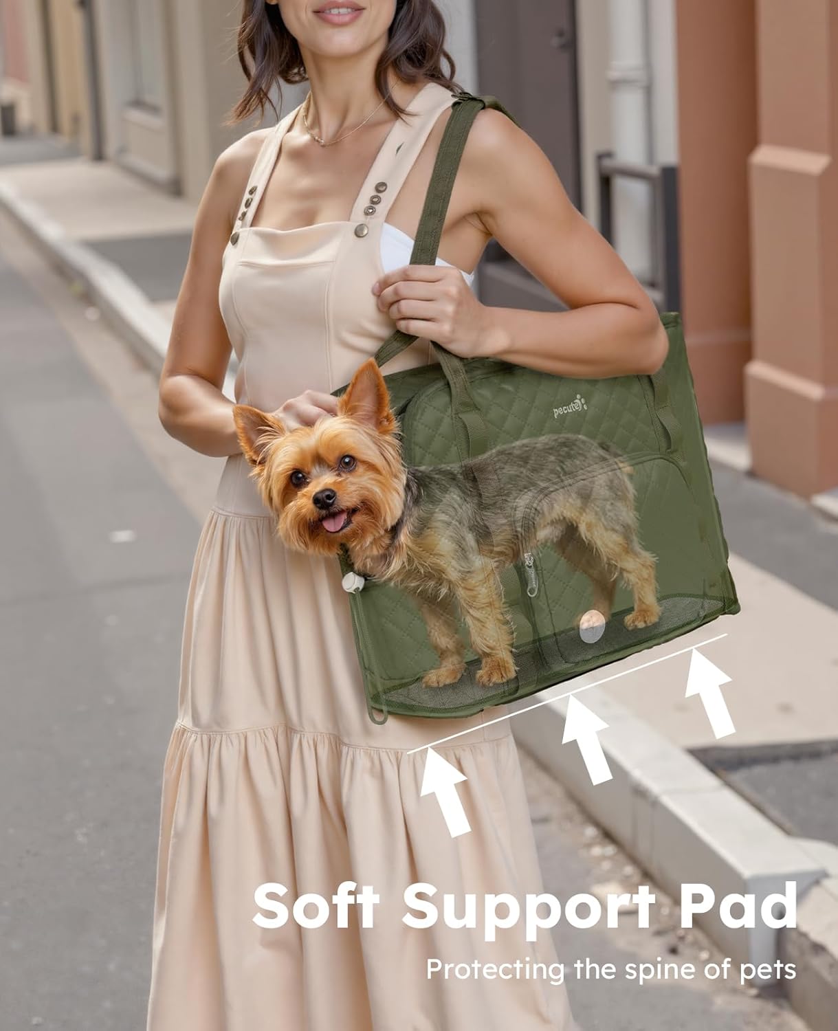 Dog Purse Carrier, Dog Carrier with Pockets for Small Dogs,XL,Khaki | Breathable,Foldable,Large Pocket,Built-in safety Rope,Machine washable,Under 13 Lbs