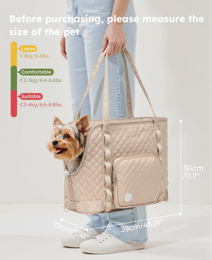 Dog Purse Carrier, Dog Carrier with Pockets for Small Dogs,XL,Khaki | Breathable,Foldable,Large Pocket,Built-in safety Rope,Machine washable,Under 13 Lbs