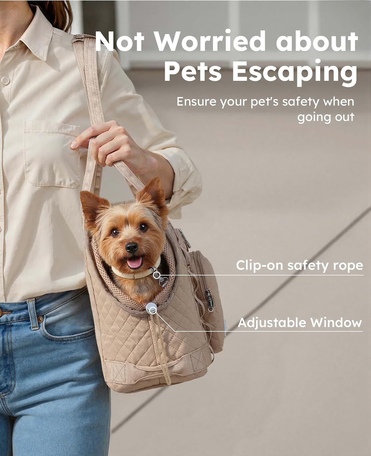 Dog Purse Carrier, Dog Carrier with Pockets for Small Dogs,XL,Khaki | Breathable,Foldable,Large Pocket,Built-in safety Rope,Machine washable,Under 13 Lbs