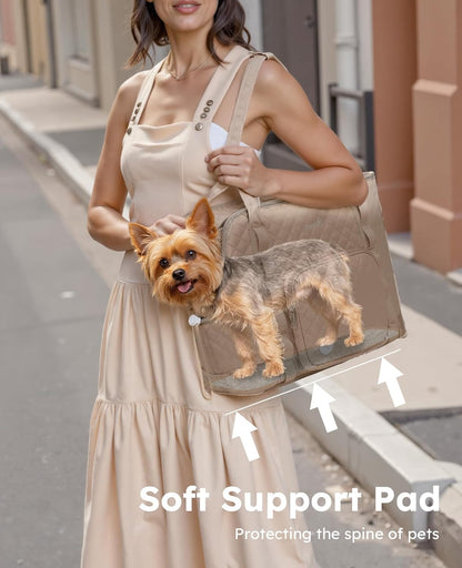 Dog Purse Carrier, Dog Carrier with Pockets for Small Dogs,XL,Khaki | Breathable,Foldable,Large Pocket,Built-in safety Rope,Machine washable,Under 13 Lbs