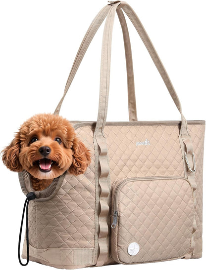 Dog Purse Carrier, Dog Carrier with Pockets for Small Dogs,XL,Khaki | Breathable,Foldable,Large Pocket,Built-in safety Rope,Machine washable,Under 13 Lbs